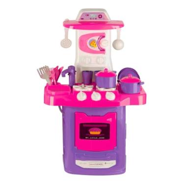 Imagem de Cozinha Infantil Rosa Roxa Com Acessórios Fogão Pia Brinquedo Educativo Meninas
