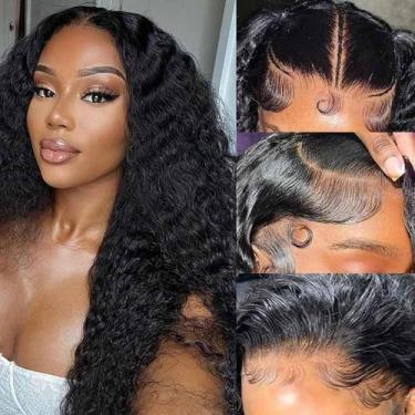 Imagem de Peruca frontal de renda WPPIKK Deep Wave 28" Cabelo humano 180% de den