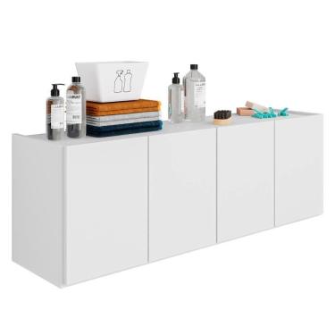 Imagem de Balcão Suspenso Multiuso Lavanderia 118cm Monna Branco Z34 - Mpozenato