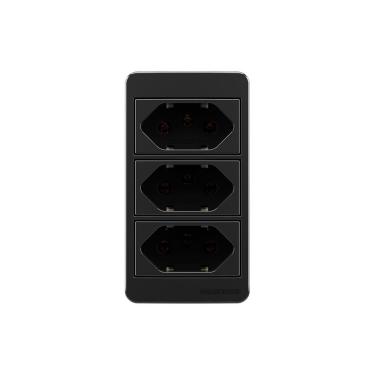 Imagem de Placa Para Condulete Caixa 3/4" Com Tomada Tripla Margirius Sleek 2p+t 20a Preto Ebony Preto