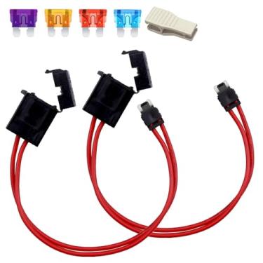 Imagem de Gebildet 2 Conectores Porta-Fusíveis Automotivos Specialized 12-24V 16 Awg, Porta-Fusíveis Tipo Lâmina De Perfil Baixo Para Painéis De Caixa De Fusíveis Com 4 Fusíveis De Lâmina (3/5/10/15 A)