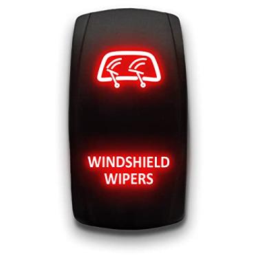 Imagem de Limpador de para-brisa - Vermelho - Interruptor basculante LED gravado a laser Stark de 5 pinos - 20A 12V ON/OFF