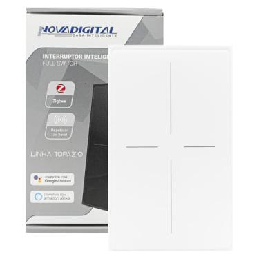 Imagem de Interruptor Inteligente NovaDigital Topázio 4x2 Zigbee 3.0 Full Touch Switch Tuya Smart Life Compatível Alexa Google Home Preto ou Branco (Branco (4 Botões))