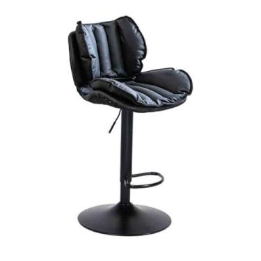 Imagem de Banco de bar de pub Banco alto de aço inoxidável com elevação giratória, banco bar, encosto para cadeira, bancos(Preto)