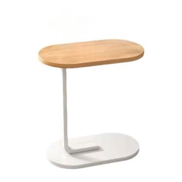 Imagem de Mesa de Apoio de Canto Lateral Notebook Café Para Sofá Cama Decorativa Elegante(Branco)