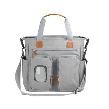 Imagem de Mochila Cinza Multifuncional Impermeável Costuras Reforçadas Alça de M