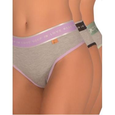 Imagem de kIT 3 Calcinha Feminina Cós Alto Elástico Largo Conforto Sustentação L