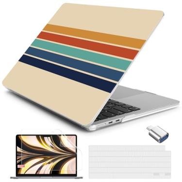 Imagem de Batianda Capa para MacBook Air 13 polegadas 2025 M4 2024 2022 modelo A3240 A3113 M3 A2681 M2, capa protetora fina e leve com estampa criativa com capa de teclado e protetor de tela, listra
