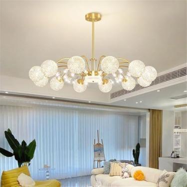 Imagem de Luminária Pendente Flor Pastoral Americana Lâmpada Pendente Moderna De Luxo Para Sala De Estar, Sala De Jantar, Quarto, Casa De Campo, Lustre De LED (Gold D 12 Lights 1PCS)