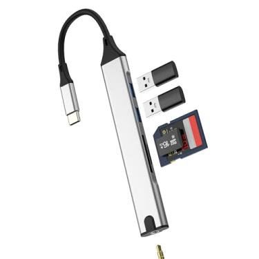 Imagem de Hub USB C para iPhone 16 para iPad Pro adaptador (5 em 1) leitor de cartão SD multiportas para laptop Dongle para Apple Macbook M4 compatível com Samsung Thunderbolt 3.0 acessório, cabo tipo C duplo