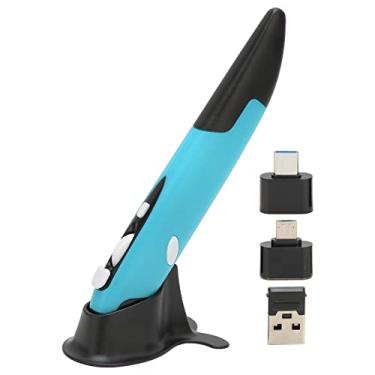 Imagem de Mouse óptico Sem Fio Com Caneta de Bolso Pequeno e Leve USB Sem Fio de 2,4 GHz Com Alarme de Baixa Tensão, Plug and Play para Apresentação No Escritório, Branco (Azul)