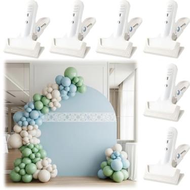 Imagem de LemonRoad Pacote com 6 grampos de mola de fundo de 10 cm, clipes de arco de balão com aderência antiderrapante, clipes resistentes para guirlanda de balões, suportes de fundo de fotografia, marcenaria