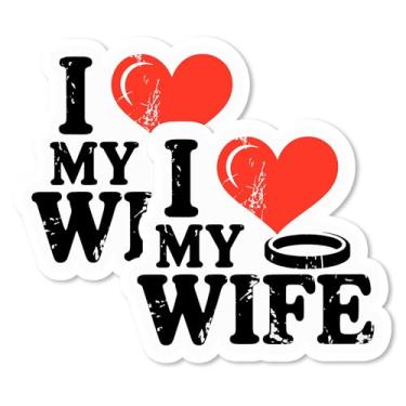 Imagem de Ímã I Love My Wife 10 cm pacote com 2 citações engraçadas presente romântico - Ímãs decorativos de vinil forte para armário de geladeira cozinha escritório - linda estética legal durável e lembrança