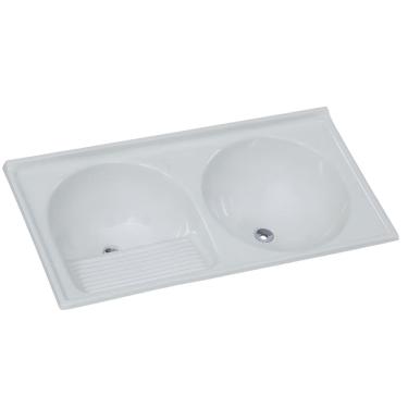 Imagem de Tanque de Granito Sintético Duplo N°2 110x55cm Branco - 500207 - A.J. RORATO