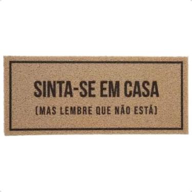 Imagem de Capacho Antiderrapante Tapete Porta de Entrada Casa Divertido Sinta-se em Casa de Vinil 30x70cm