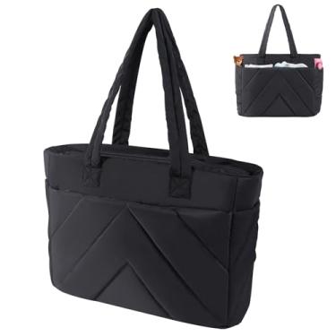 Imagem de ZIORS Bolsa de fraldas para mamãe organizadora de fraldas de grande capacidade, bolsa acolchoada para trabalho, viagem, hospital, leve, preta