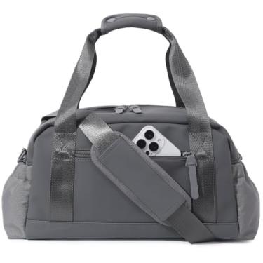 Imagem de Bucosd Pequena bolsa de ginástica para mulheres, mini bolsa de ginástica transversal com compartimento molhado, bolsa de mão para ginástica, dança, esportes, viagens, Cinza médio, Medium, Tendência