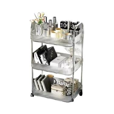 Imagem de Estante Carrinho Organizador, 4 Prateleiras Com Rodinhas, Multiuso Para Cozinha, Banheiro, OrganizaçãO FáCil E PráTica(Três camadas: 30x20,5x62.5cm)