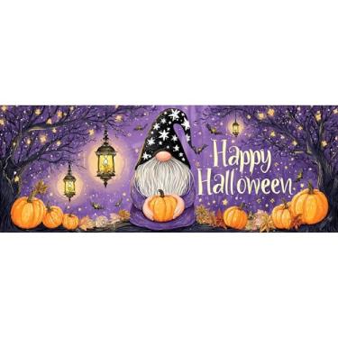 Imagem de Reofrey Kits de arte de diamante grande para adultos Dia das Bruxas, 30 x 80 cm/12 x 31,5 polegadas, kit de pintura de diamante grande, gnomos, gnomos, faça você mesmo, tela bordada em ponto cruz para