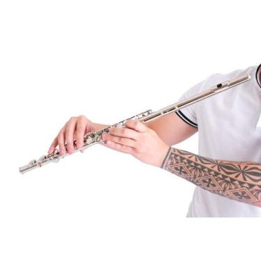 Imagem de Flauta Transversal Em Dó Prata 16 Furos + Acessórios - NoBrand