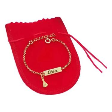Imagem de Pulseira Infantil Nome Bebe Nossa Senhora Banhada A Ouro 18k - Crislu 