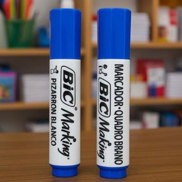Imagem de Kit 2 Marcadores Quadro Branco BIC Marking Escolha Sua Cor, 2 AZUIS