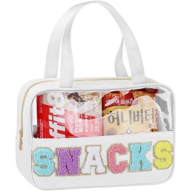 Imagem de Bolsa de lanche TESAFNG Chenille Letter Clear, bolsa de maquiagem impe