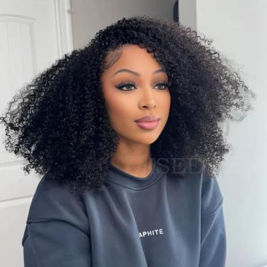 Imagem de Peruca ISEE Afro Kinky Curly 3 em 1 Meia Peruca Cabelo Humano 22