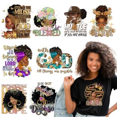 Imagem de Kaciola 9 Folhas De Transferências Para Passar A Ferro Meninas Negras, Dtf Femininas Prontas Prensar, Decalques Camisetas, Moletons E Artesanato Faça Você Mesmo