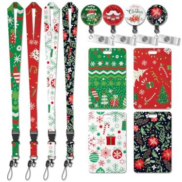 Imagem de PastelMoon 12 peças de porta-crachá de identificação de Natal com cordão e carretel de crachá; cordões fofos para crachás de identificação e chaves; carretéis retráteis para enfermeiras, professoras,