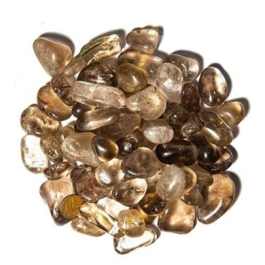 Imagem de 5kg Quartzo Fumê Rolado Pedra Natural M 20 a 35mm Tipo B para Práticas
