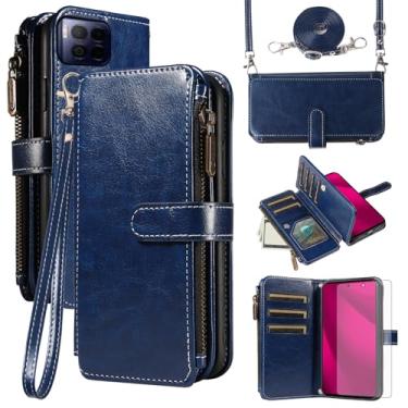 Imagem de Asuwish Capa de telefone para T-Mobile Revvl 7 Pro 5G capa com protetor de tela de vidro temperado e cordão com zíper carteira porta-cartão flip suporte celular Tmobile T Mobile Revel Tmo Revell Rebel