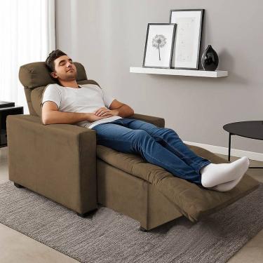 Imagem de Poltrona Cadeira Do Papai E Mamãe Reclinável Retrátil Para Sala De Descanso Madri Capuccino