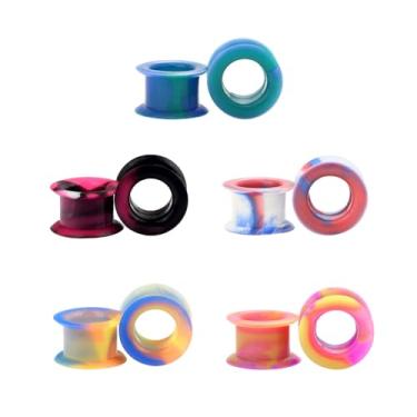 Imagem de Heuvipens 10 peças de tampão de ouvido de silicone espesso flexível de cores sortidas para alargador de orelha, piercing de lóbulo, 6 g - 2,5 cm, 1" (25mm), Metal, Sem Pedra Preciosa