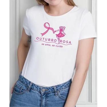 Imagem de Camiseta Camisa Feminina Masculina Algodão Campanha Outubro Rosa Preve