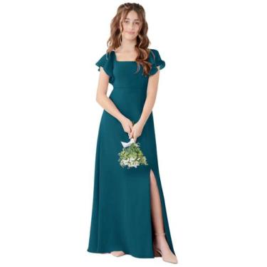 Imagem de Vestido de dama de honra Jirocum Chiffon A Line Ink Blue para casament
