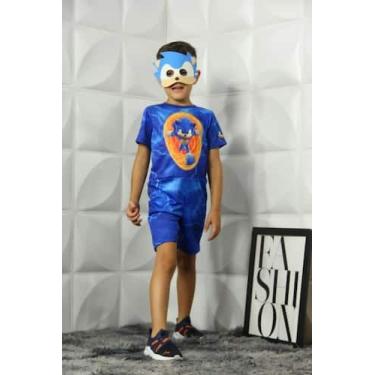 Imagem de Fantasia Temática Sonic com Máscara - Tecido 100% Poliéster - Fabuloso