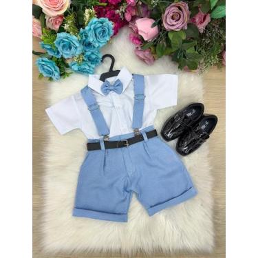 Imagem de Conjunto Miss Cherry Meninos Social Shorts Ravi Azul Claro com Gravata