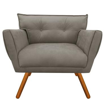 Imagem de Poltrona Anitta Suede Marrom Rato Pés Palito Castanho - D'Rossi