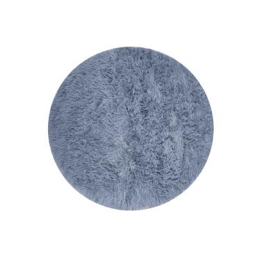 Imagem de Tapete Redondo Azul Cinza Felpudo Leve Antiderrapante 120cm