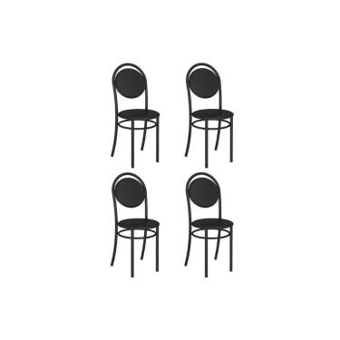 Imagem de Cadeira Sala De Jantar 190 Aço Kit 4 Uni Preto-courano Preto - Carraro