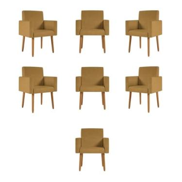 Imagem de Kit 07 Cadeiras Poltronas Decorativa - Escritório - Recepção Cor:capuccino