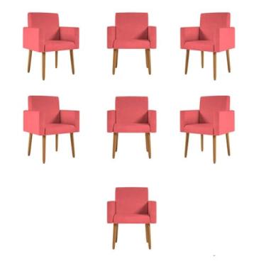 Imagem de Kit 07 Cadeiras Poltronas Decorativa - Escritório - Recepção Cor:rosa