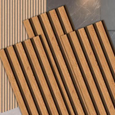 Imagem de 10 Placas Painel Ripado UV em MDF Autocolante - Papel e Parede, FREIJO