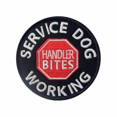 Imagem de Manipulador de trabalho para cães de serviço, remendos de mordidas, coletes de trabalho/arreios, aplique bordado de gancho e emblema de laço