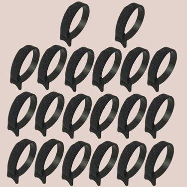 Imagem de 20 peças de abraçadeiras de nylon liberáveis, pacote de abraçadeiras tipo T, organizadores de cabos, fitas adesivas de rede para fixação, preto