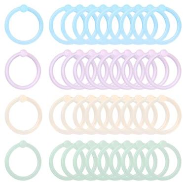 Imagem de 60 anéis de plástico para fichário, multicoloridos, folhas soltas, anéis de porta-chaves, anéis de anel em massa para cartões de índice, caderno, scrapbooking, artesanato, faça você mesmo (20 mm de