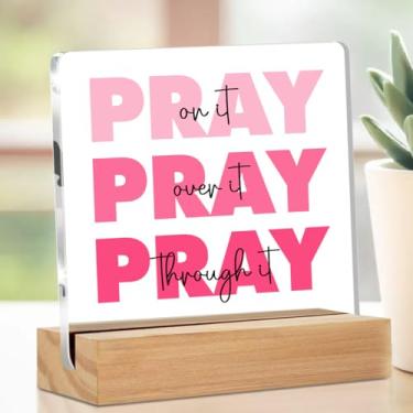 Imagem de Decoração inspiradora rosa, placa decorativa de versículo da Bíblia, presentes cristãos para mulheres, placa de acrílico transparente para sala de casa, dormitório, escritório, acessórios de decoração