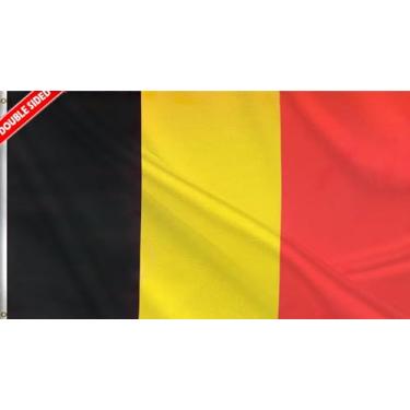 Imagem de HVATLTL Bandeira de barco belga dupla face 3 camadas 30 x 45 cm, nylon 220D resistente, cores vivas, bandeiras náuticas nacionais belgas com 2 ilhós de latão para barco, quadriciclo, caminhão