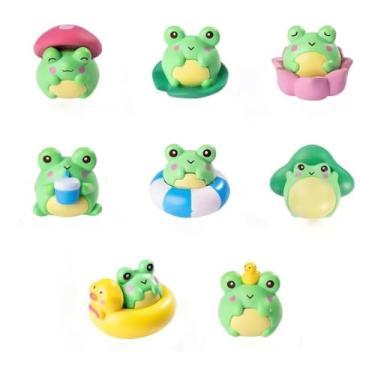 Imagem de 8 peças mini resina sapo resina animais em miniatura para micro paisagem casa de bonecas decoração de jardim